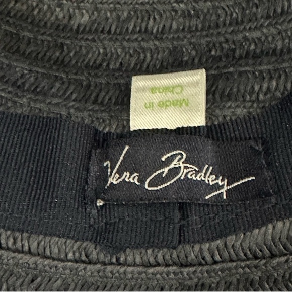 Vera Bradley Women’s Midnight Houndstooth Straw Hat Beach Sun Floppy Hat - Picture 3 of 4